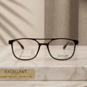 Excellent Eyewear A010 brown double bridge optical frame with clear lenses